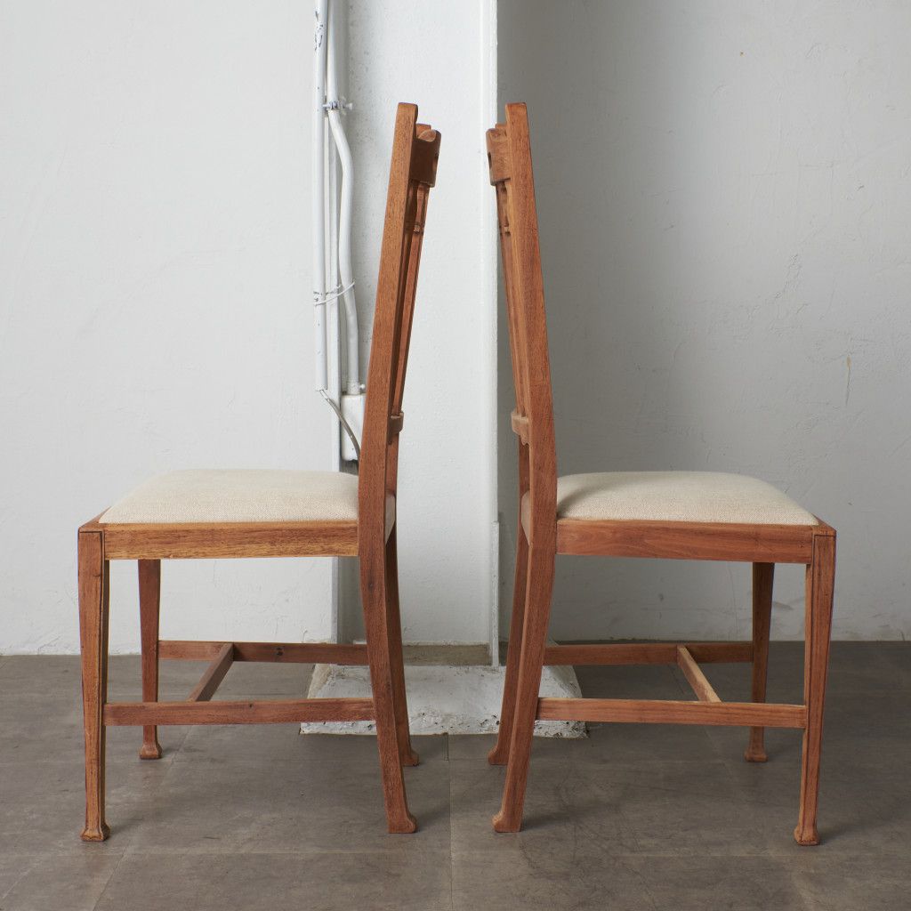 2脚セット 張替済 英国 アンティーク ダイニングチェア ストリップド