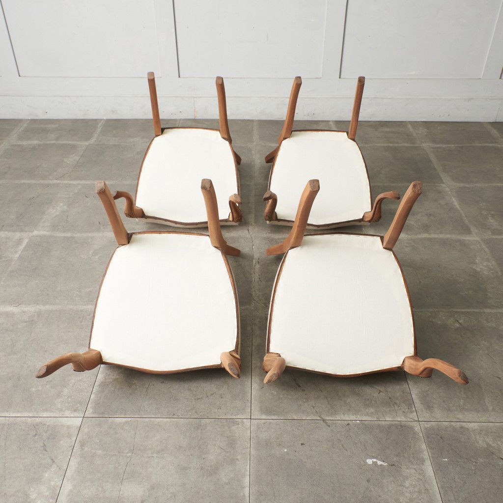 張替済 4脚セット 英国 アンティーク ダイニングチェア ストリップド