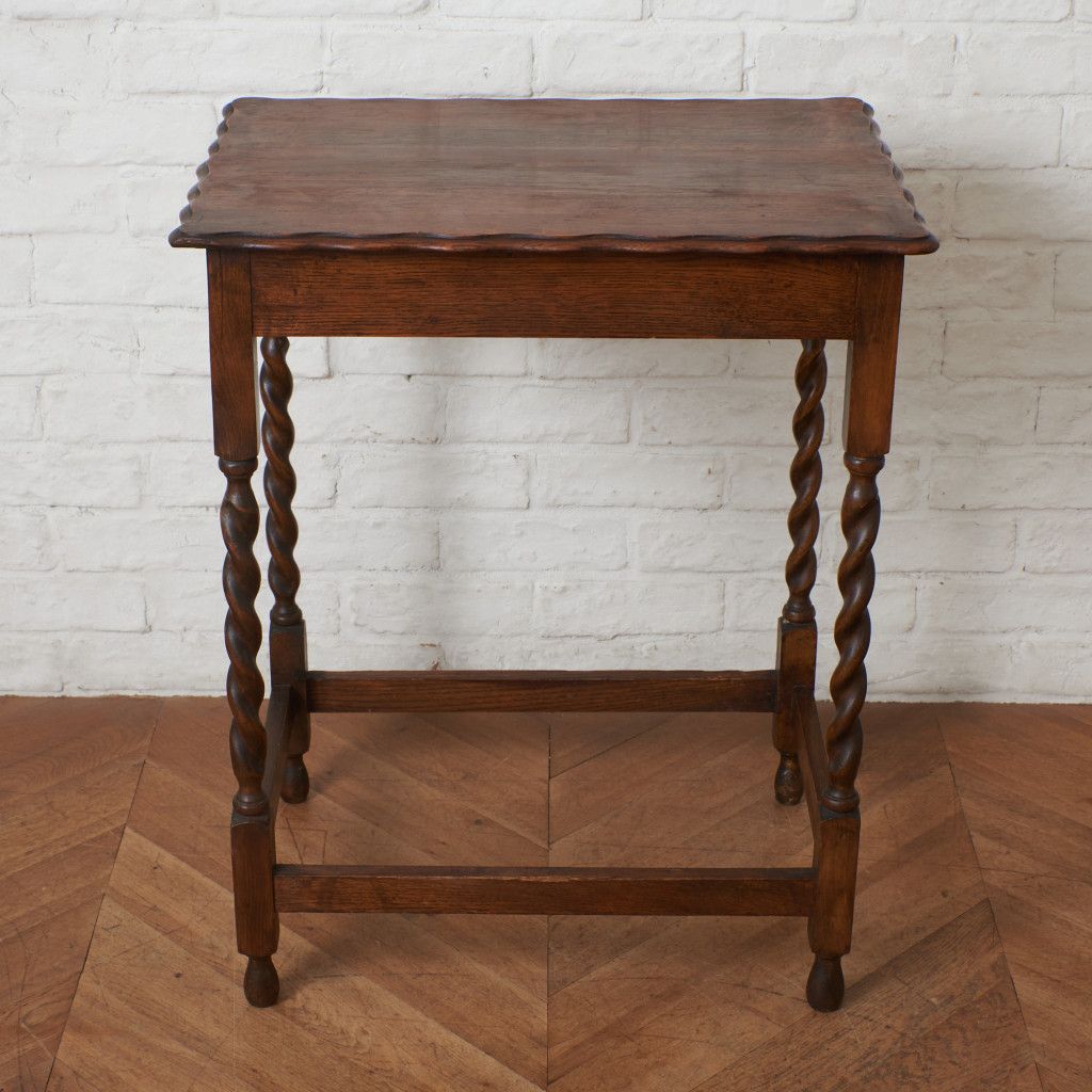 英国 アンティーク サイドテーブル オーク 無垢材 ツイストレッグ 木