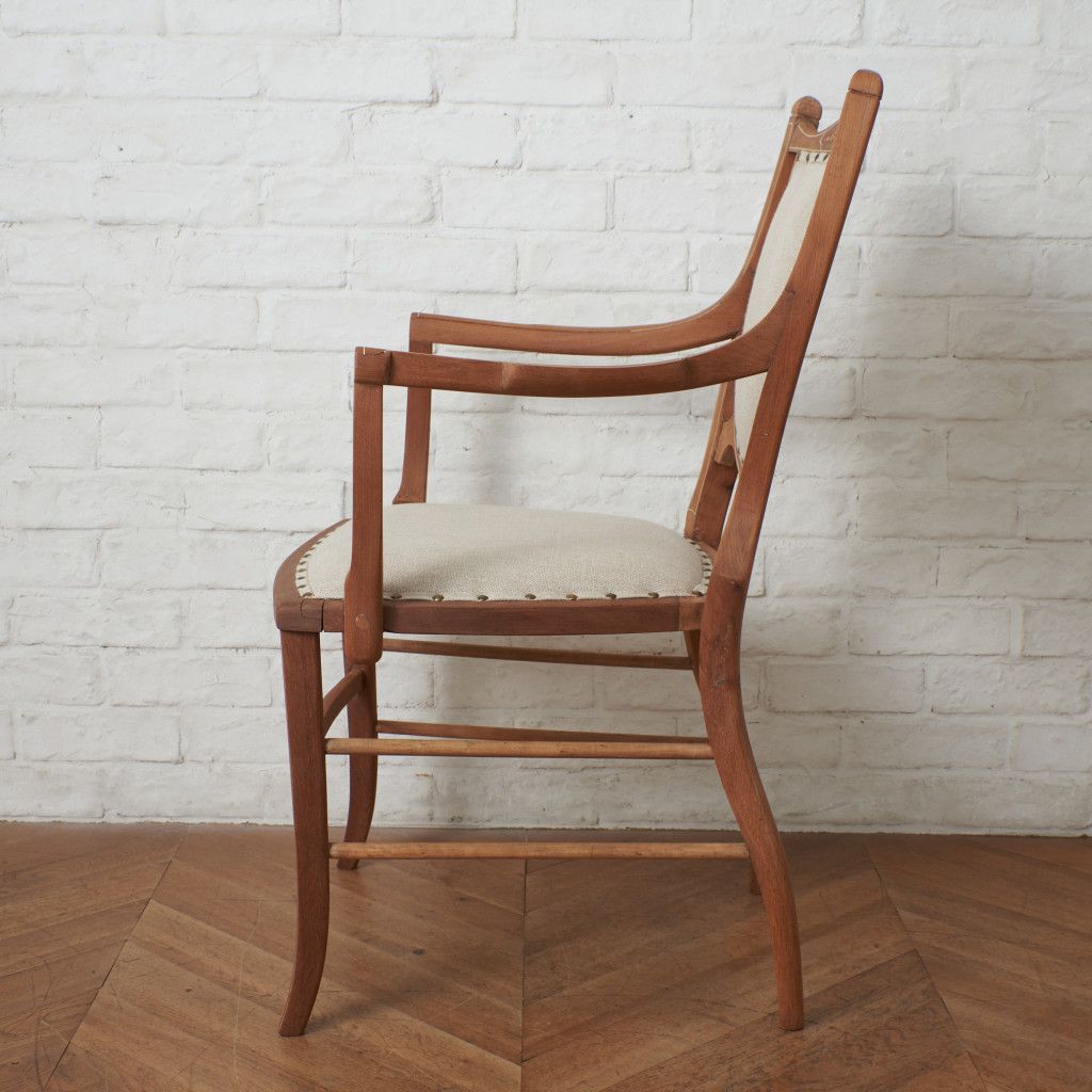 張替済 英国 アンティーク アームチェア ストリップド加工 マホガニー