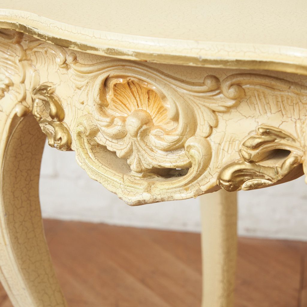 イタリア クラシック サイドテーブル 木彫刻 クラック ペイント 装飾