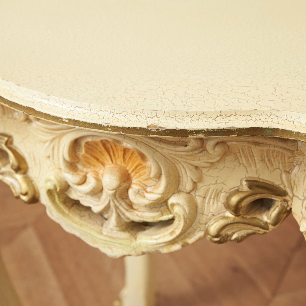 イタリア クラシック サイドテーブル 木彫刻 クラック ペイント 装飾