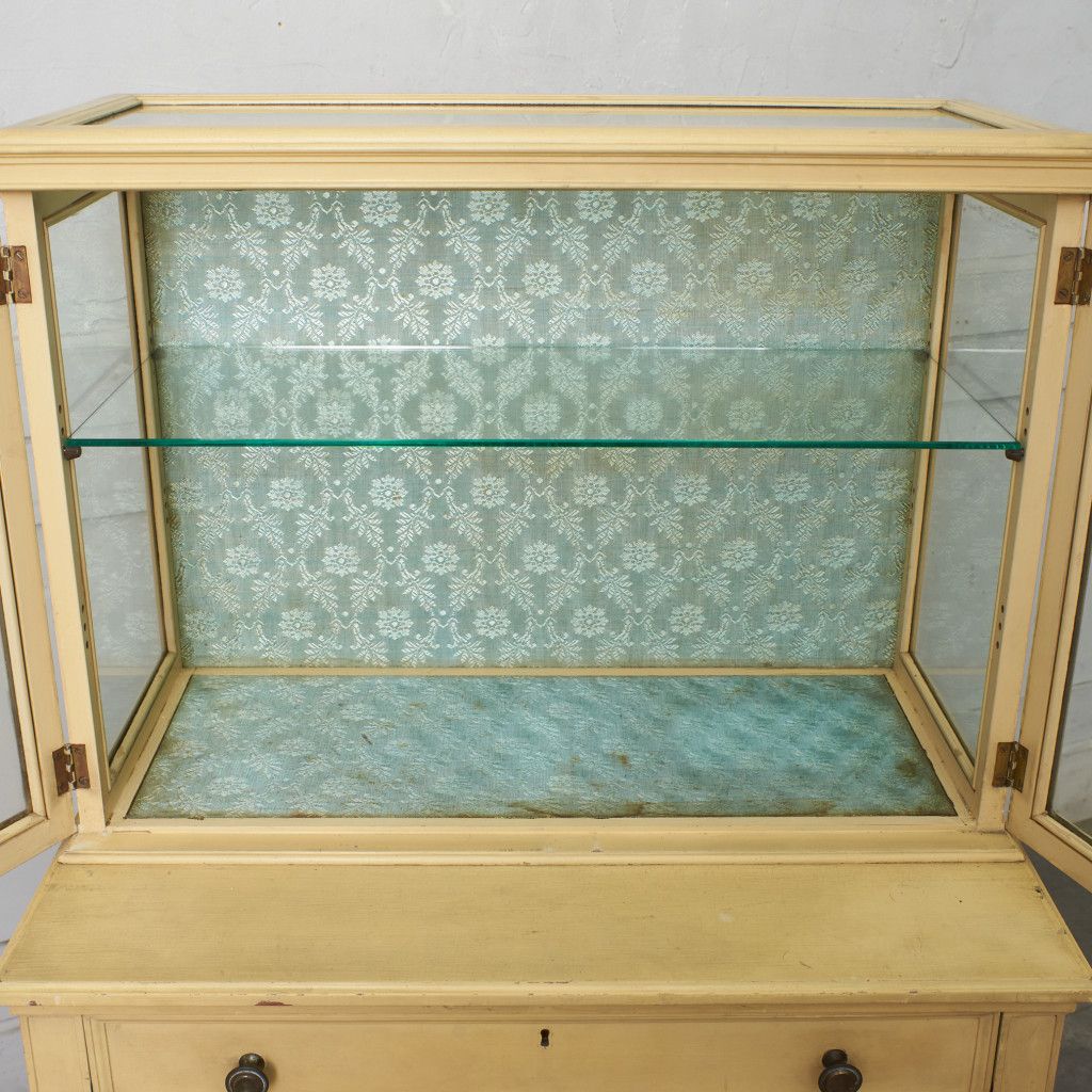 フレンチ クラシック ガラス キャビネット シャビー 木製 ペイント