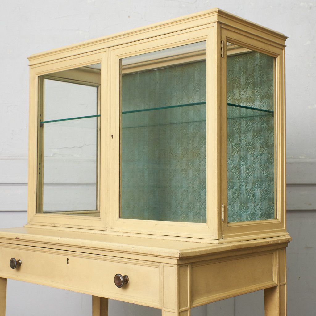 フレンチ クラシック ガラス キャビネット シャビー 木製 ペイント