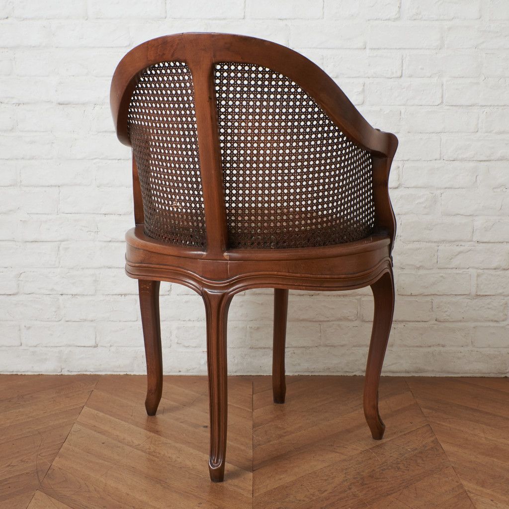 西洋 クラシック 籐張り アームチェア 猫脚 彫刻 ラウンジチェア