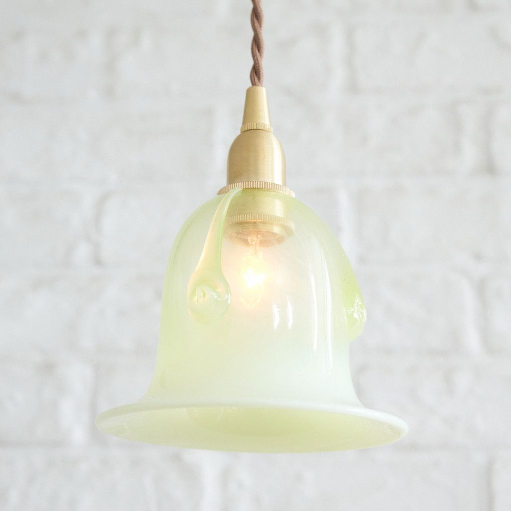 西欧 アンティーク ヴァセリンガラス ペンダントライト ガラス 天井