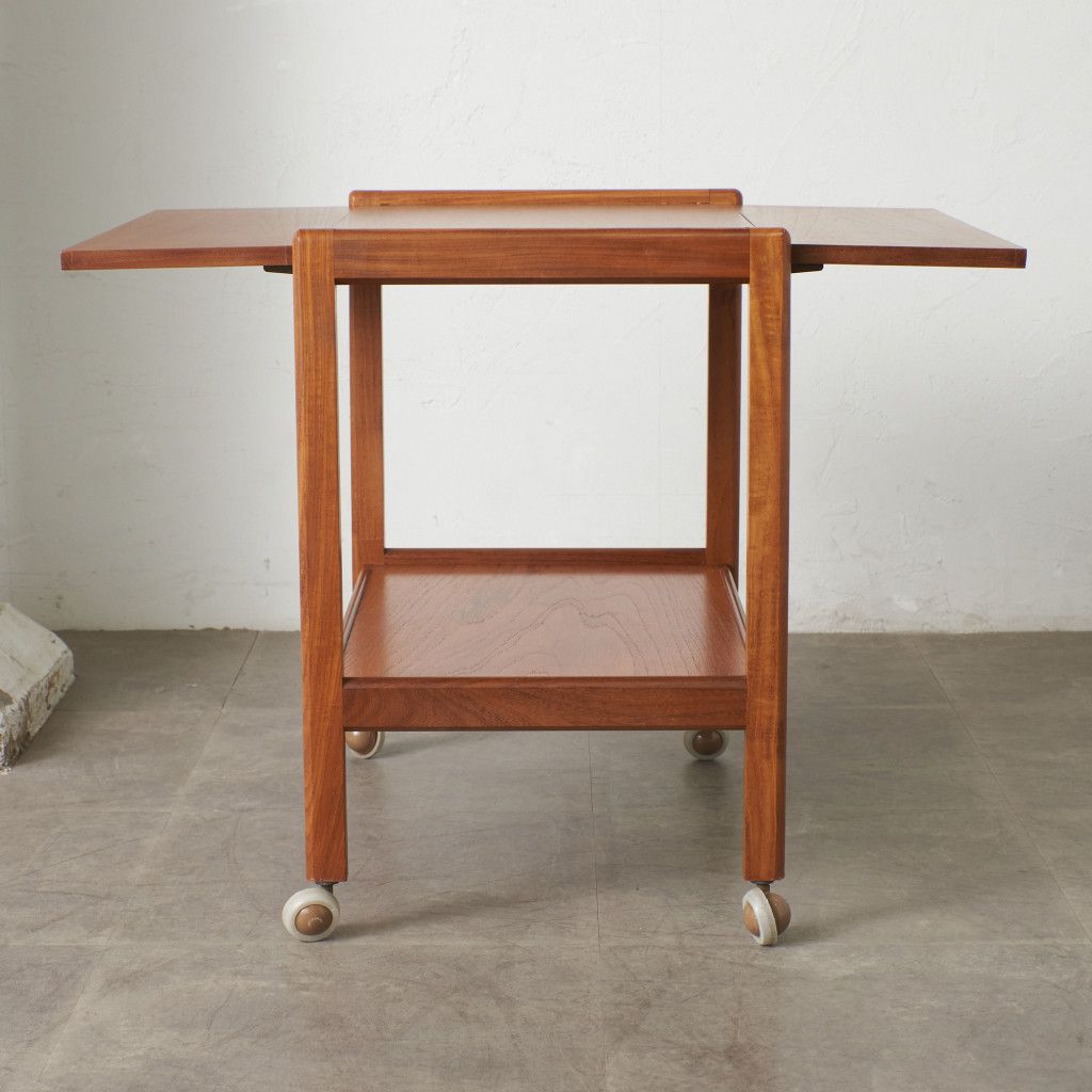 英国 ヴィンテージ トロリー ワゴン ドロップリーフ 拡張 天板 チーク