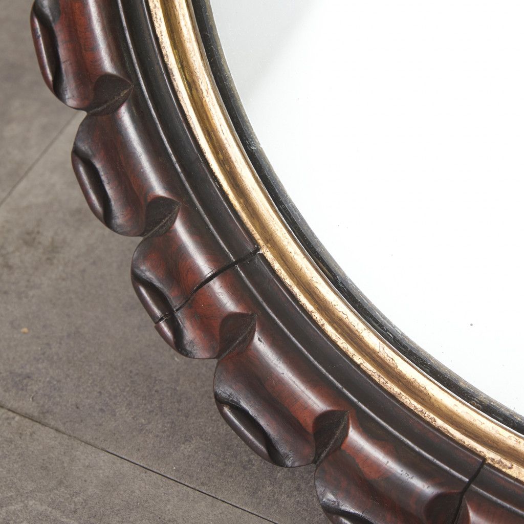 英国 ヴィンテージ ローズウッド ウォールミラー 壁掛け 鏡 クラシック