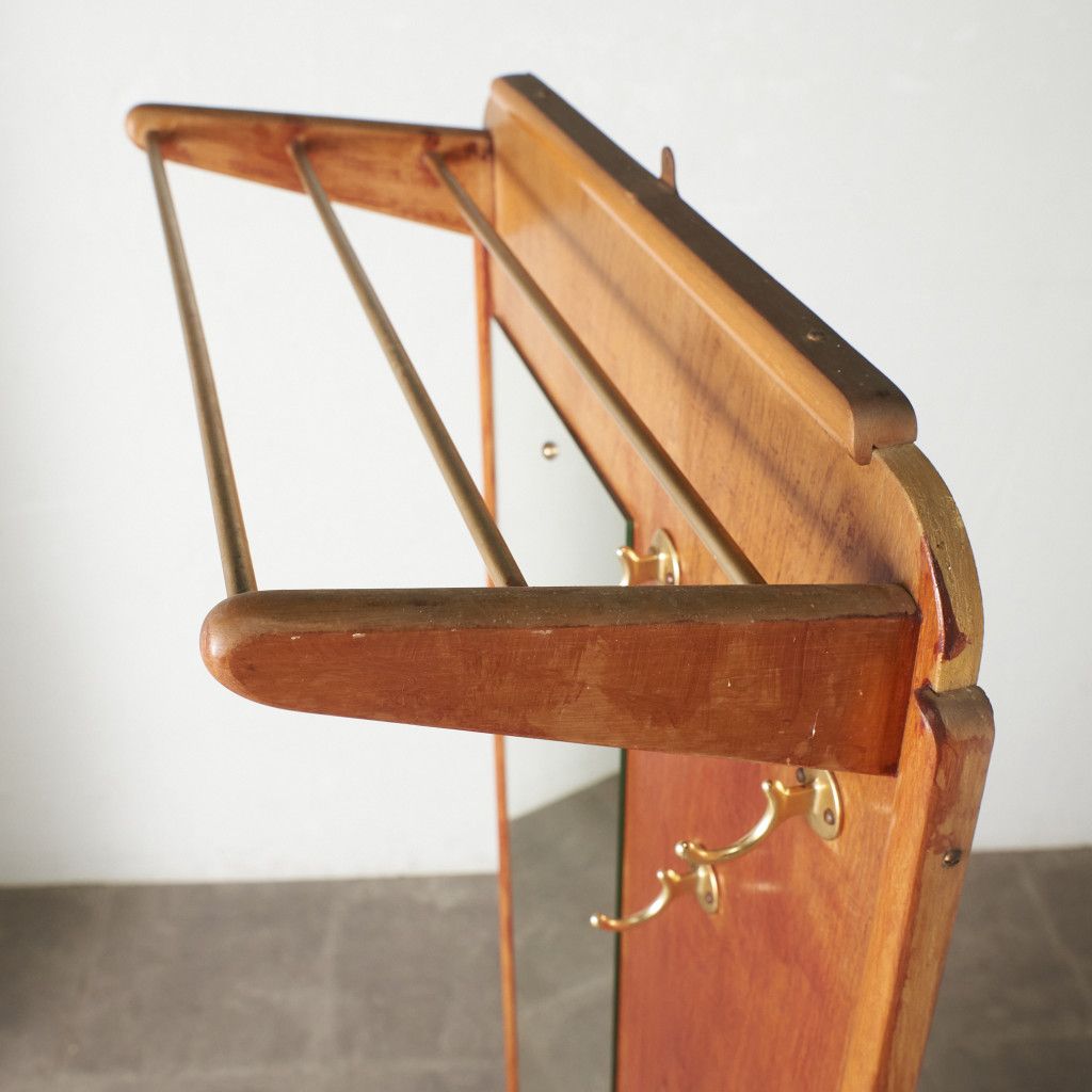 英国 ヴィンテージ ホールスタンド チーク 木製 帽子掛け コート掛け