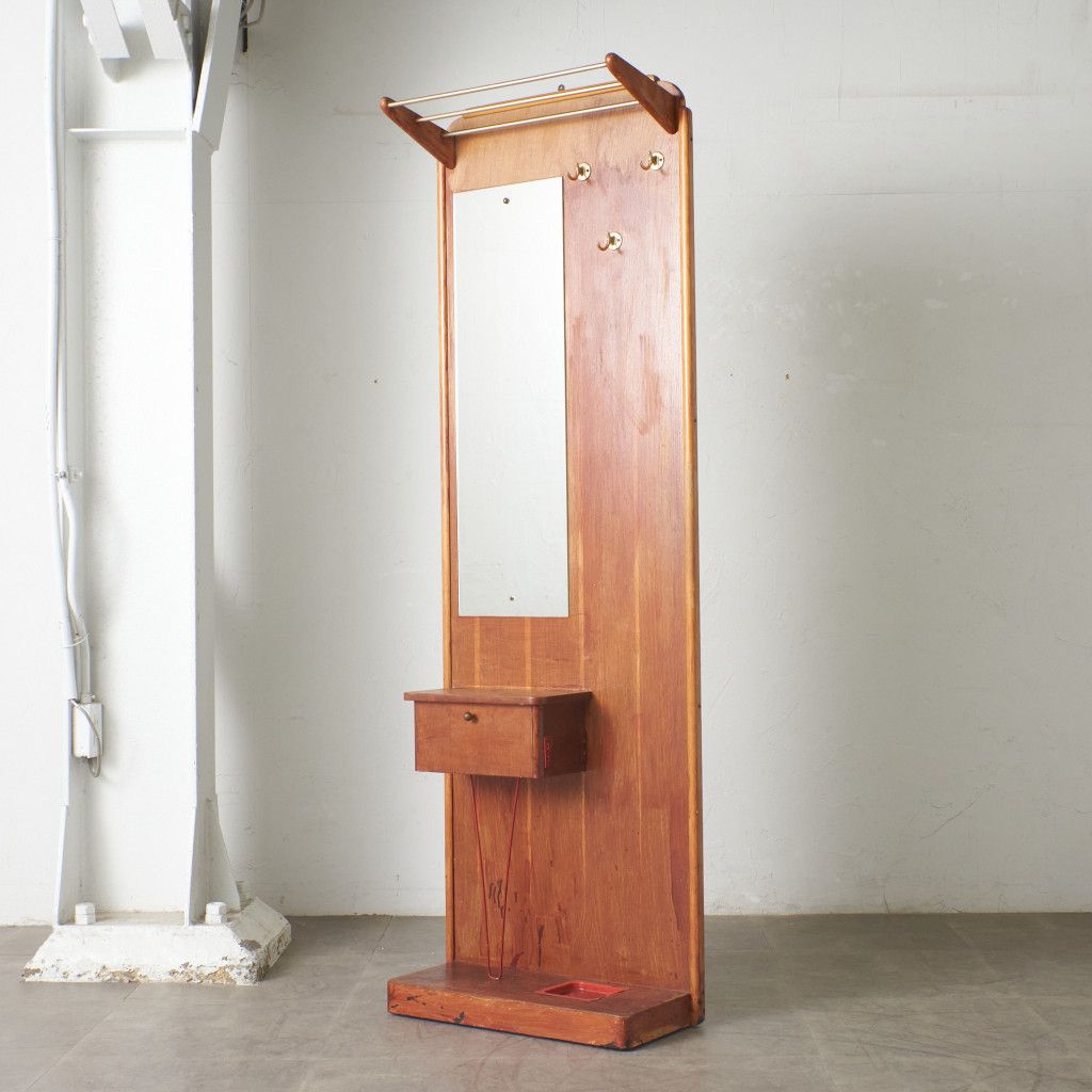 英国 ヴィンテージ ホールスタンド チーク 木製 帽子掛け コート掛け