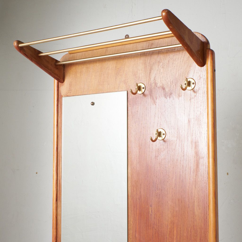 英国 ヴィンテージ ホールスタンド チーク 木製 帽子掛け コート掛け