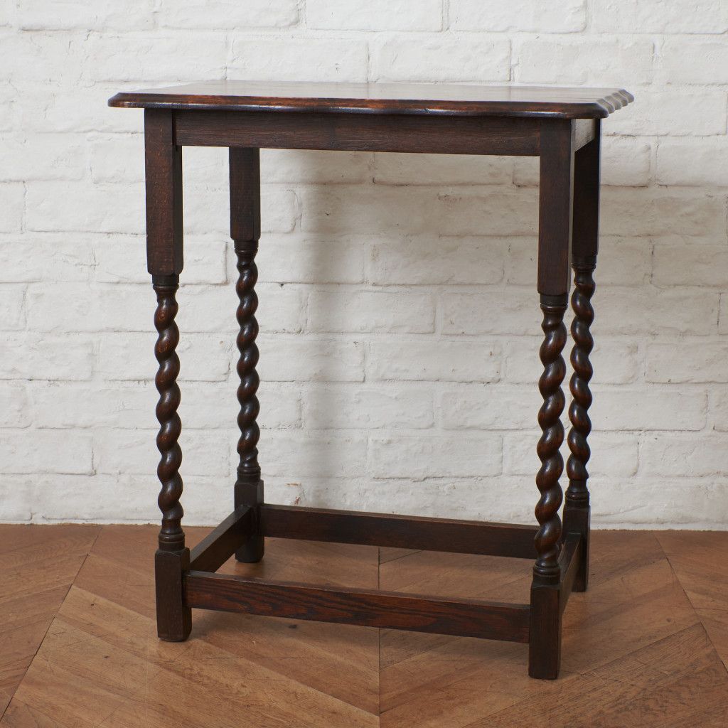 英国 アンティーク サイドテーブル オーク 無垢材 ツイストレッグ 木