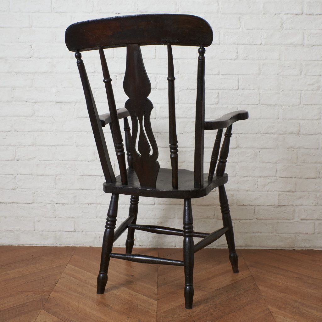 英国 アンティーク ウィンザー チェア 無垢材 アームチェア 肘掛け