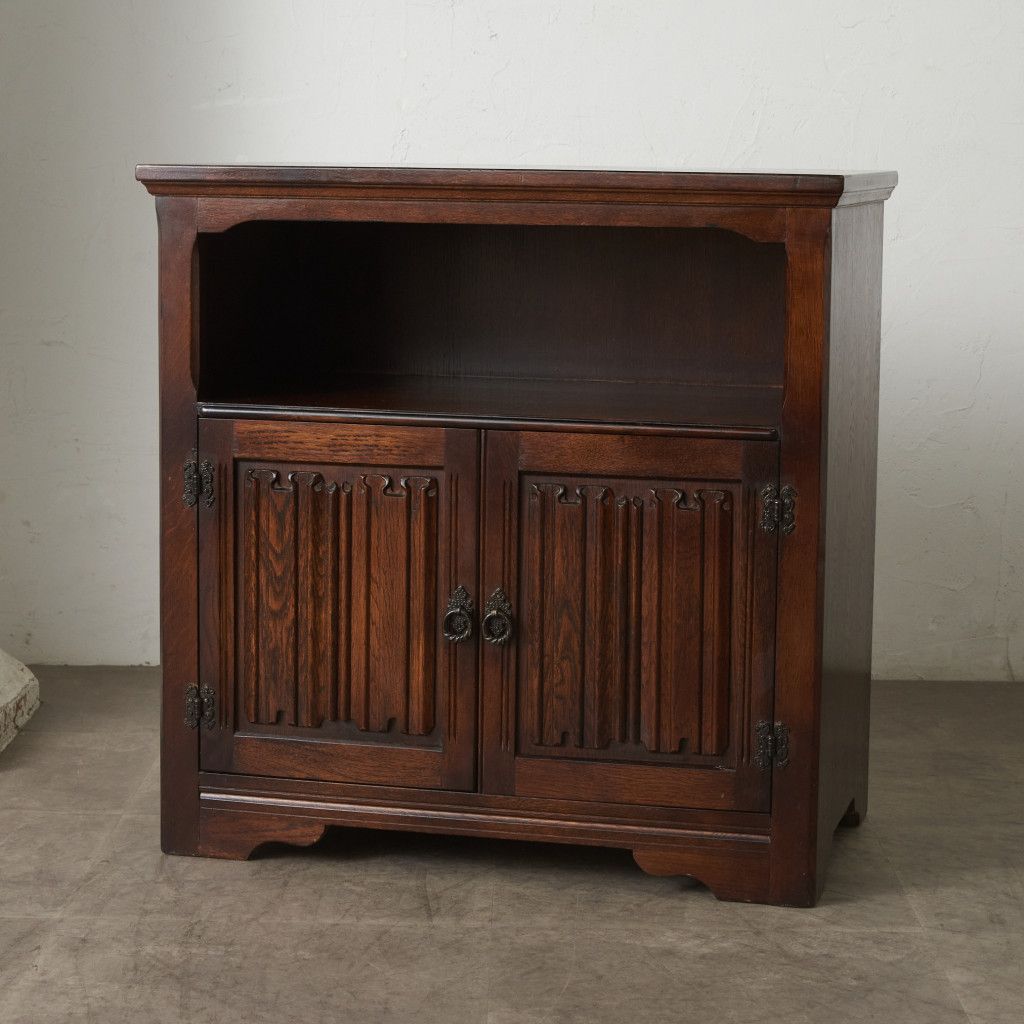 英国 クラシック キャビネット オーク 食器棚 リネンホールド 木製