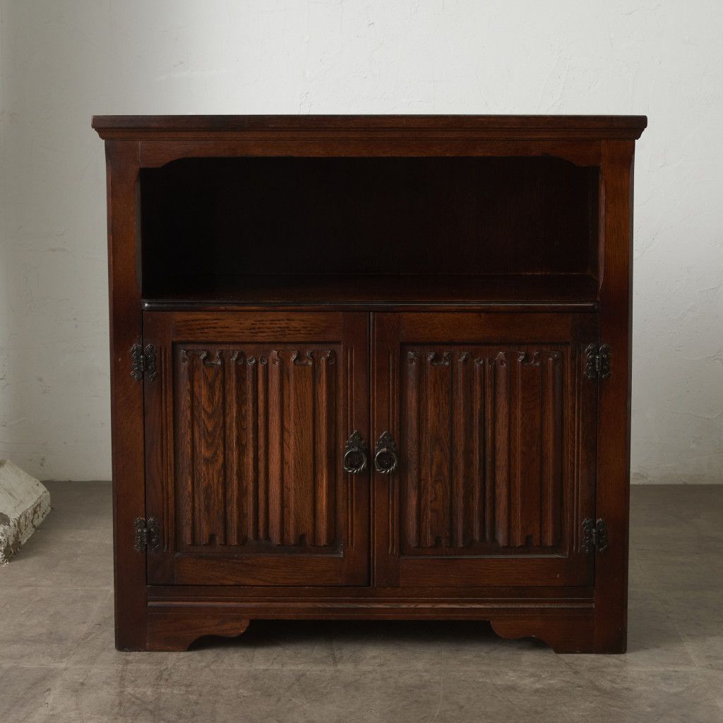 英国 クラシック キャビネット オーク 食器棚 リネンホールド 木製