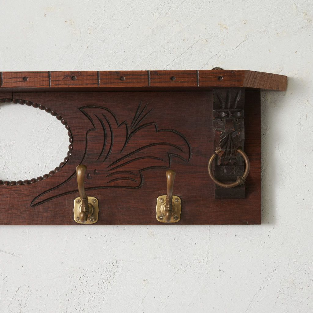 英国 アンティーク ウォールフック コートフック オーク 壁掛け 帽子