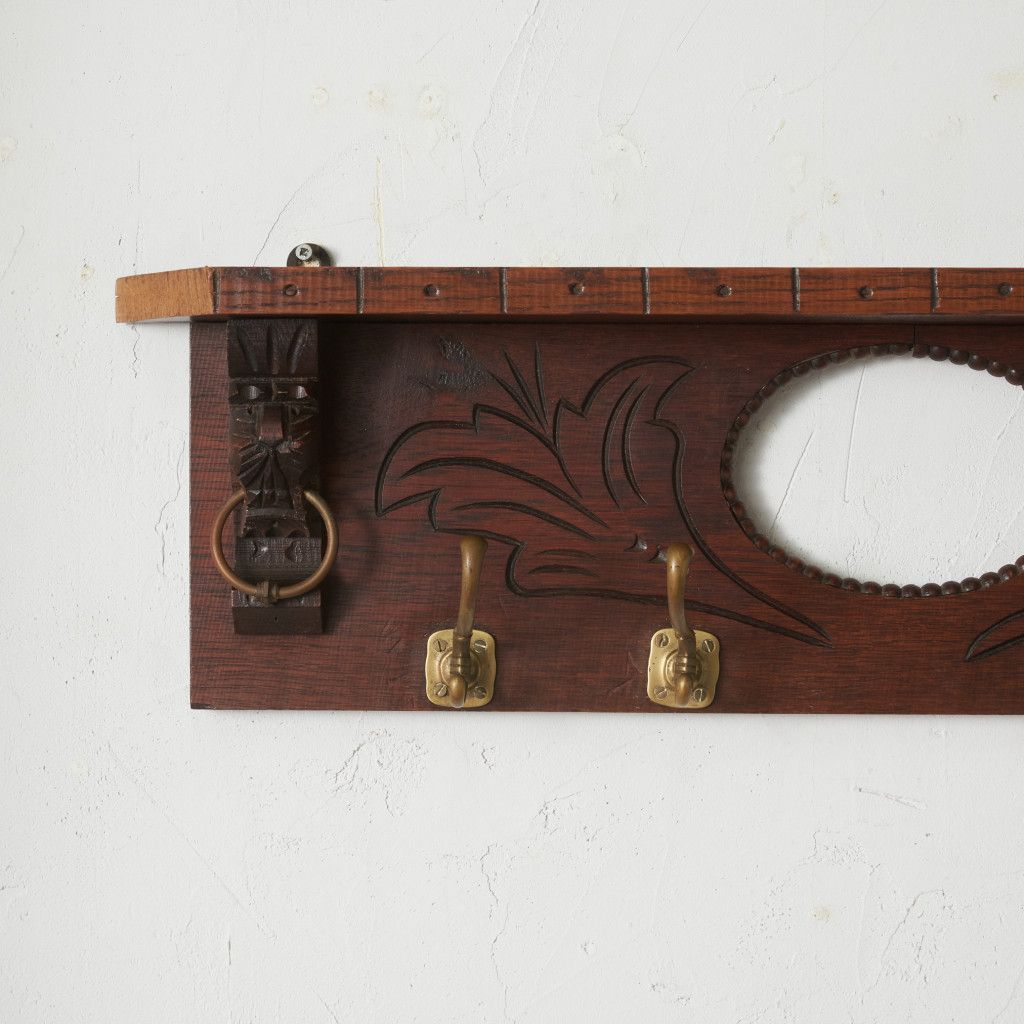 英国 アンティーク ウォールフック コートフック オーク 壁掛け 帽子