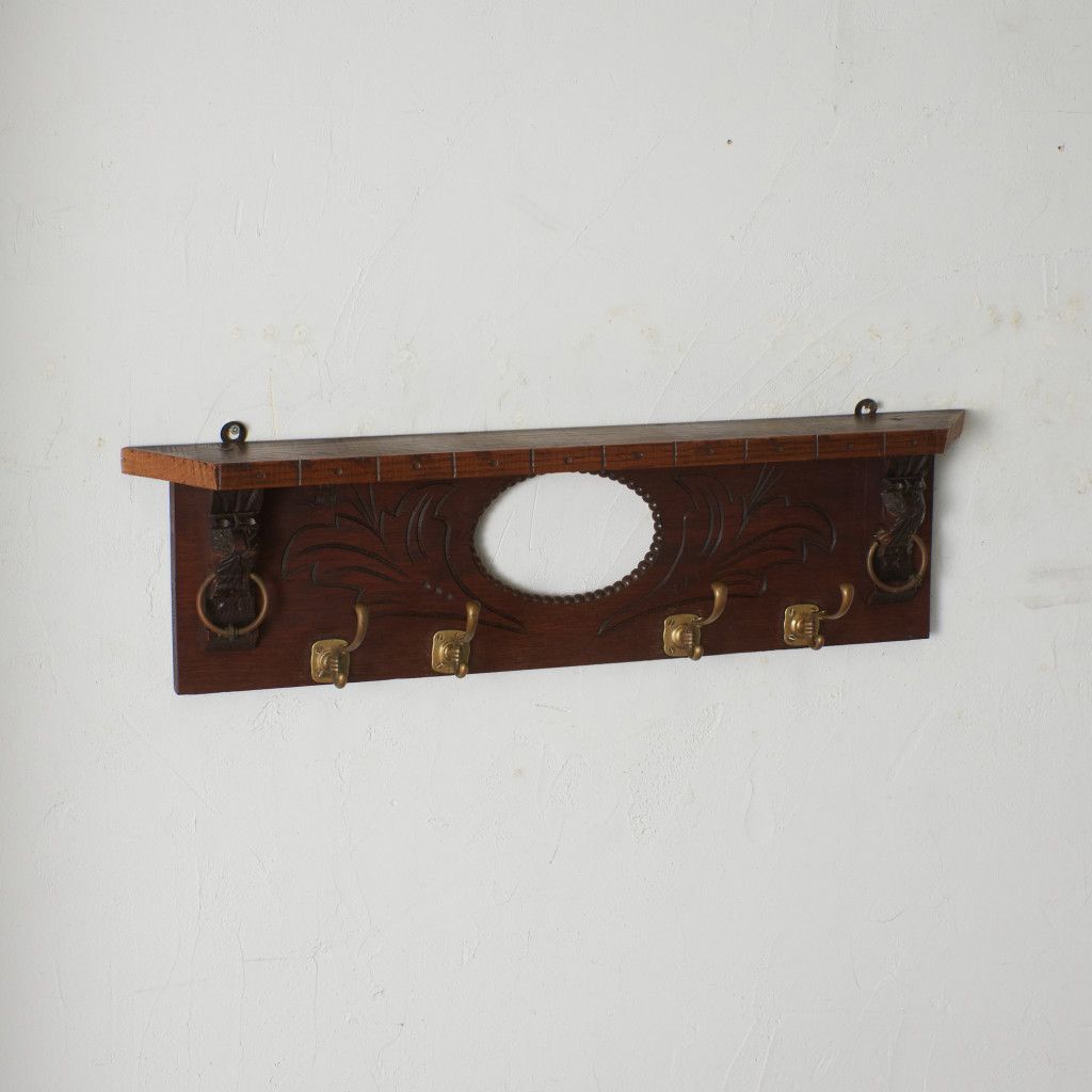 英国 アンティーク ウォールフック コートフック オーク 壁掛け 帽子