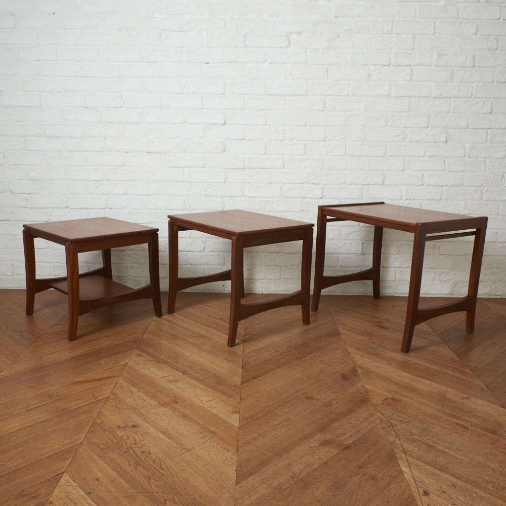 イギリス ヴィンテージ ネストテーブル チーク 北欧 スタイル サイド