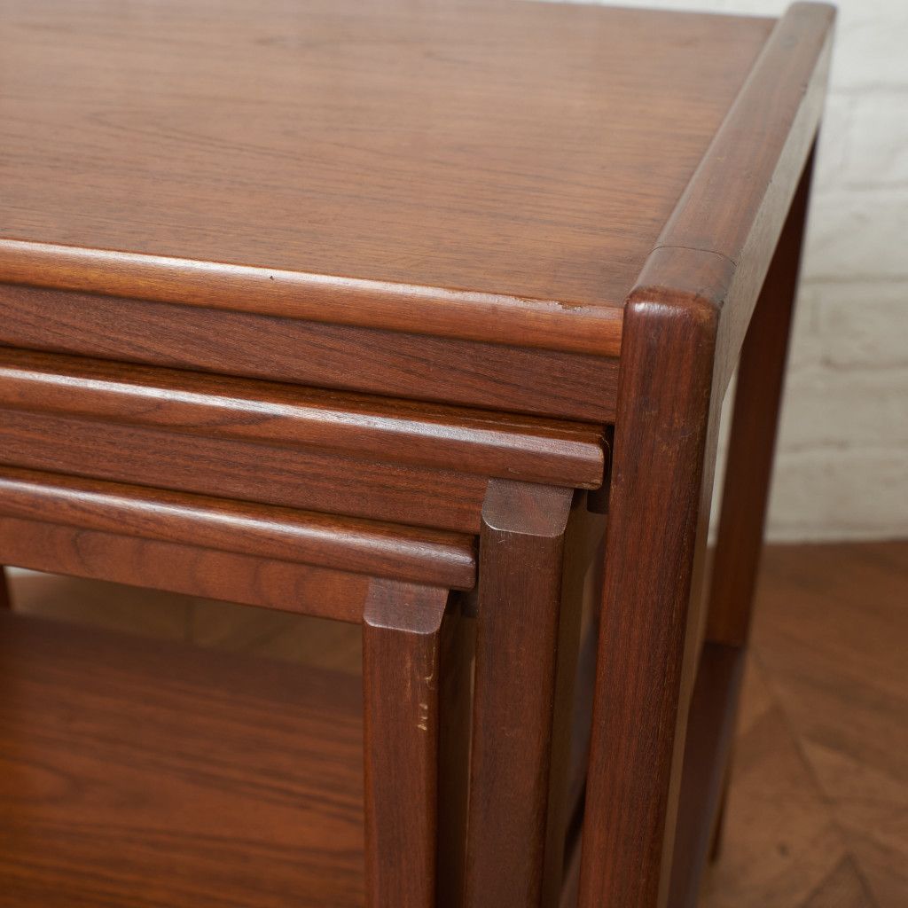 イギリス ヴィンテージ ネストテーブル チーク 北欧 スタイル サイド