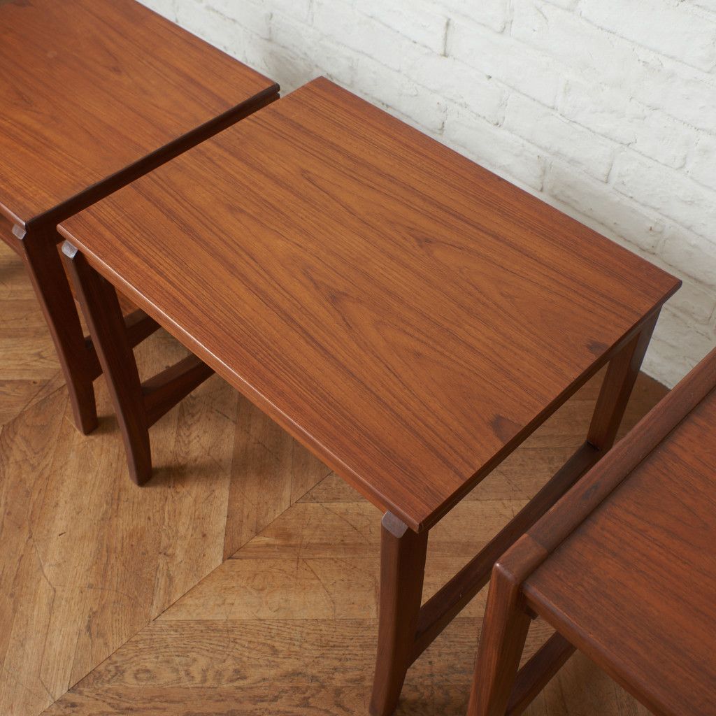 イギリス ヴィンテージ ネストテーブル チーク 北欧 スタイル サイド