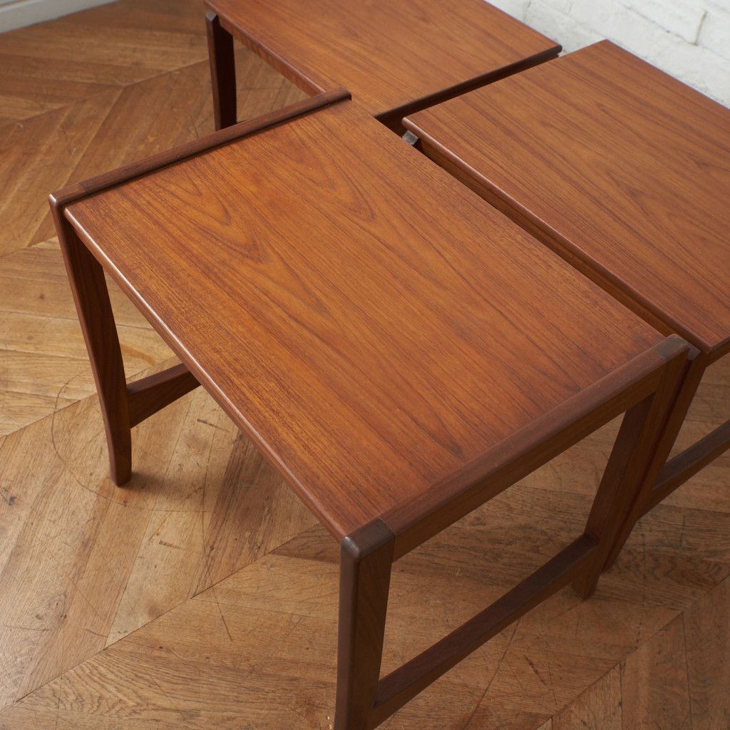 イギリス ヴィンテージ ネストテーブル チーク 北欧 スタイル サイド