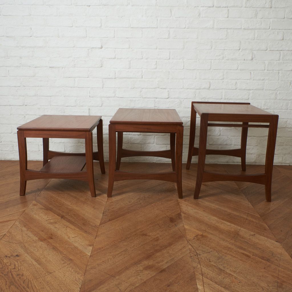 イギリス ヴィンテージ ネストテーブル チーク 北欧 スタイル サイド