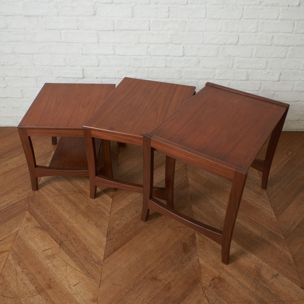 イギリス ヴィンテージ ネストテーブル チーク 北欧 スタイル サイド