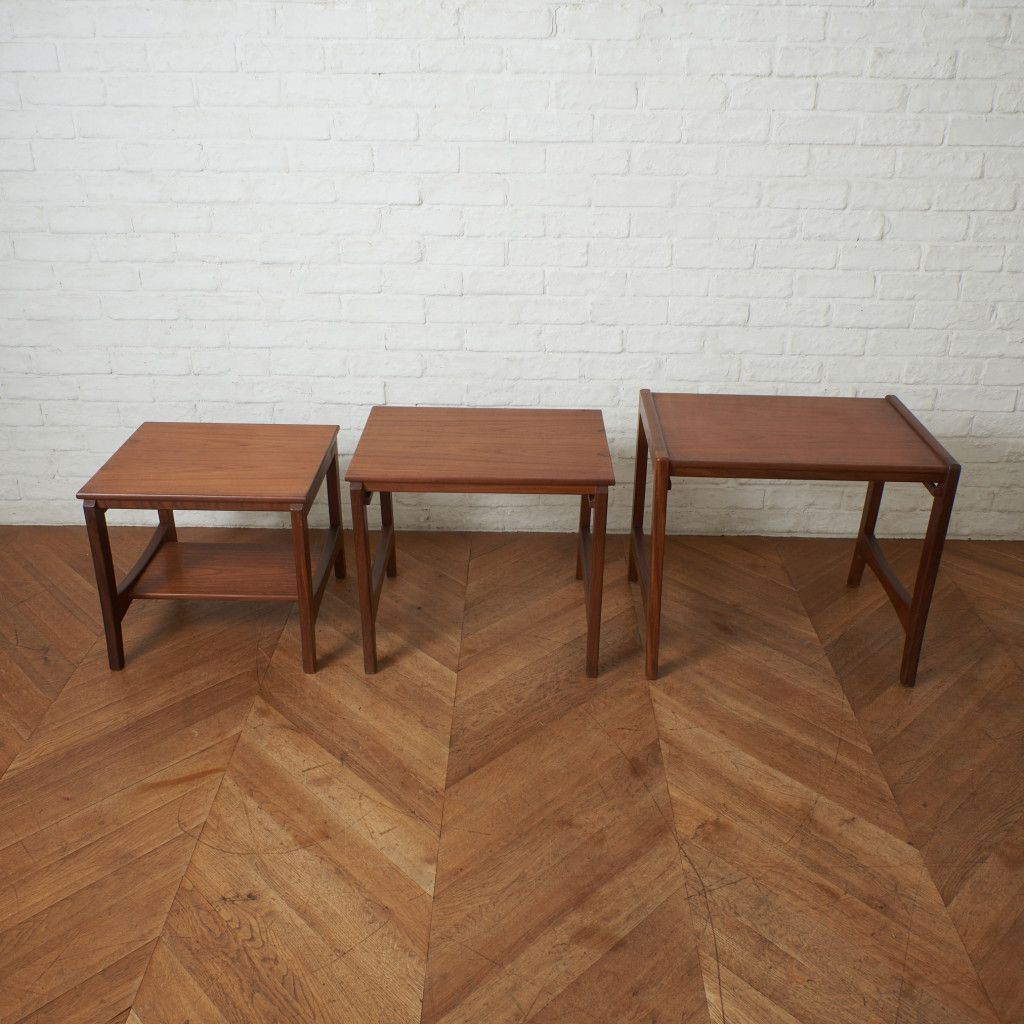 イギリス ヴィンテージ ネストテーブル チーク 北欧 スタイル サイド