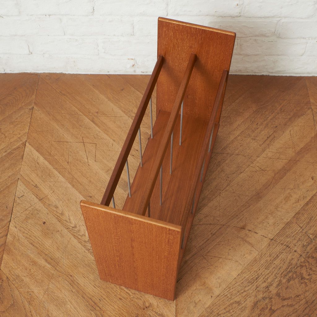 英国 ヴィンテージ マガジンラック チーク 雑誌入れ マガジンスタンド