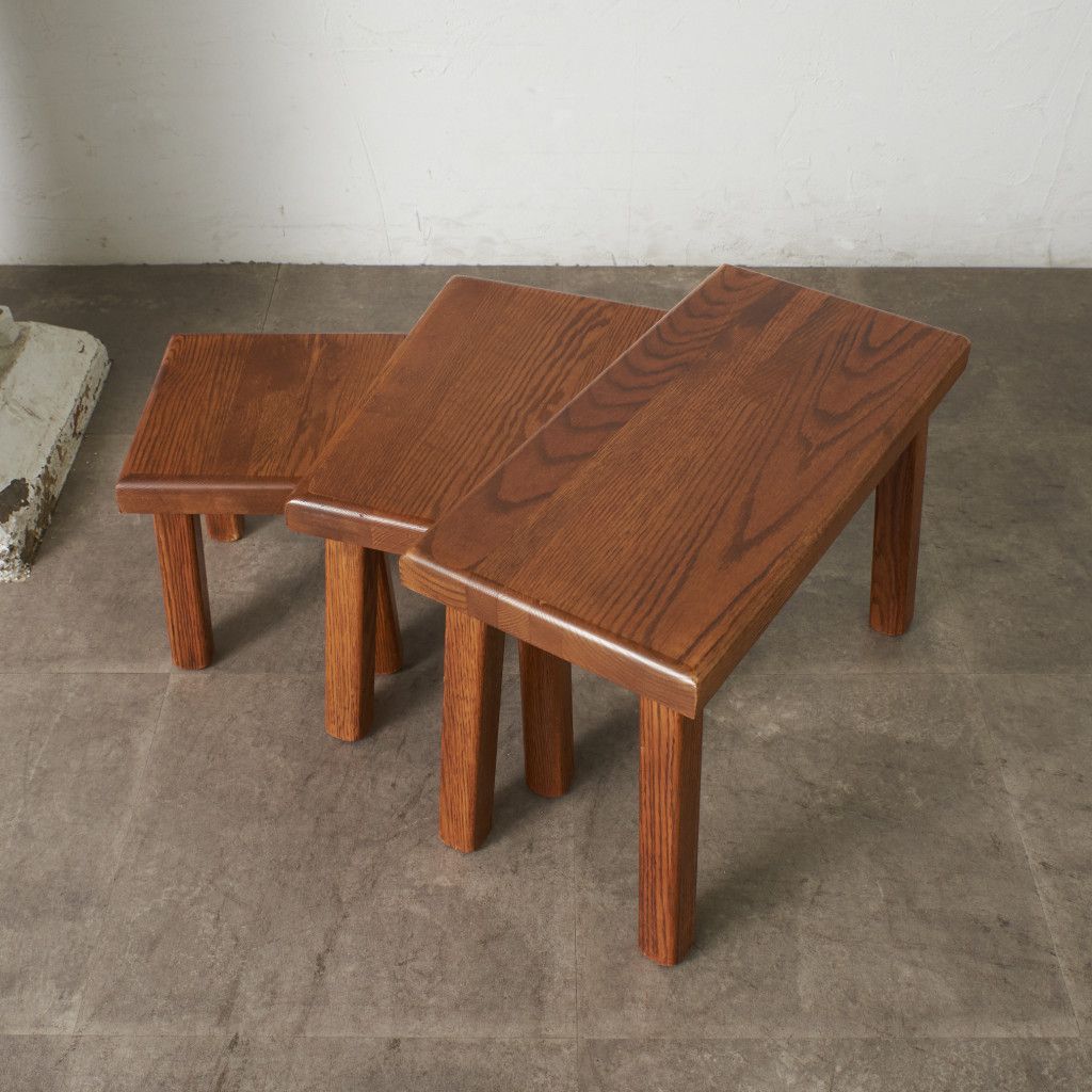 オランダ製 オーク 無垢材 ネストテーブル サイドテーブル オランダ