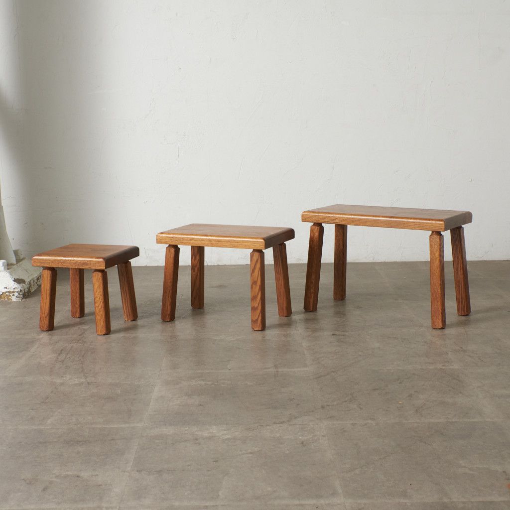 オランダ製 オーク 無垢材 ネストテーブル サイドテーブル オランダ