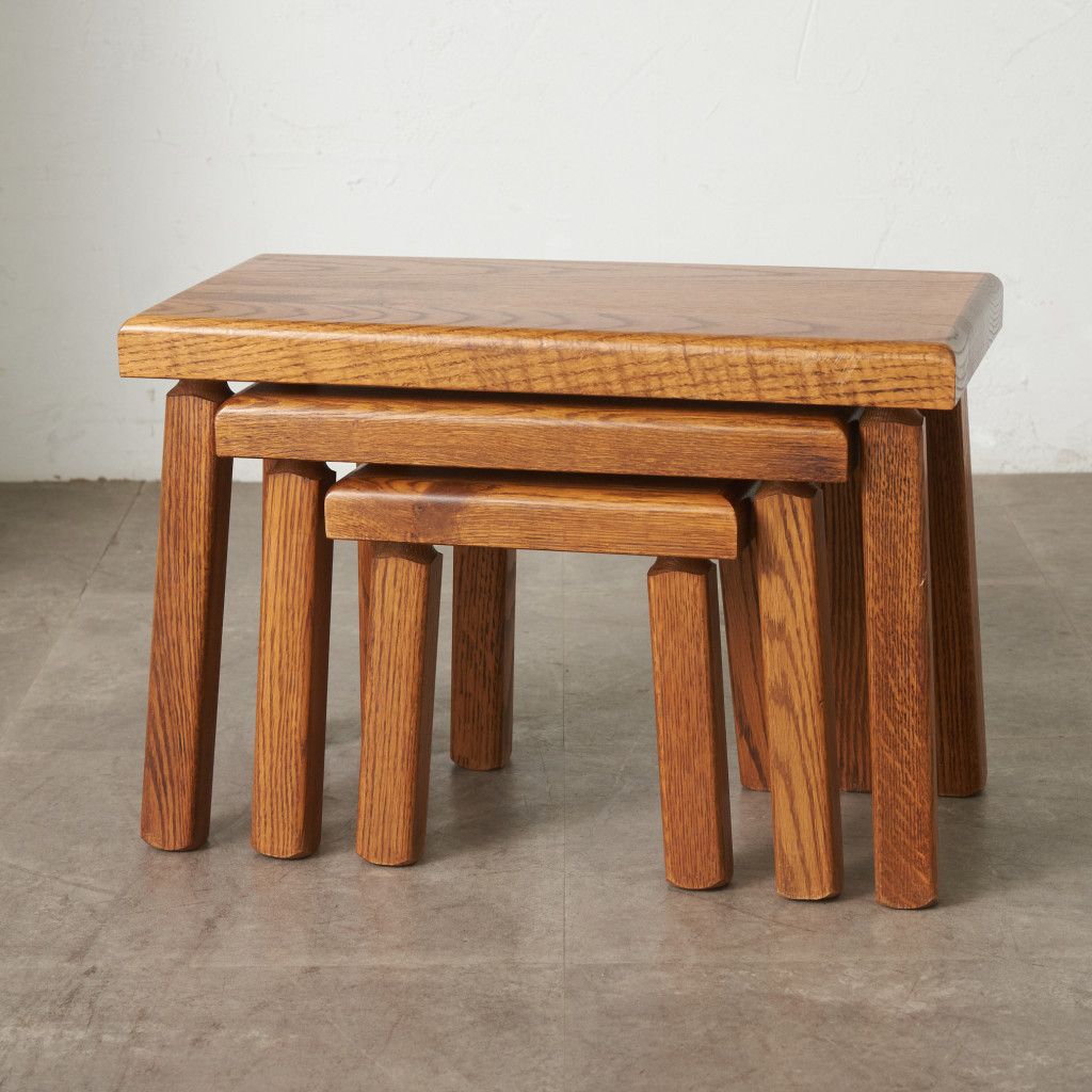 オランダ製 オーク 無垢材 ネストテーブル サイドテーブル オランダ