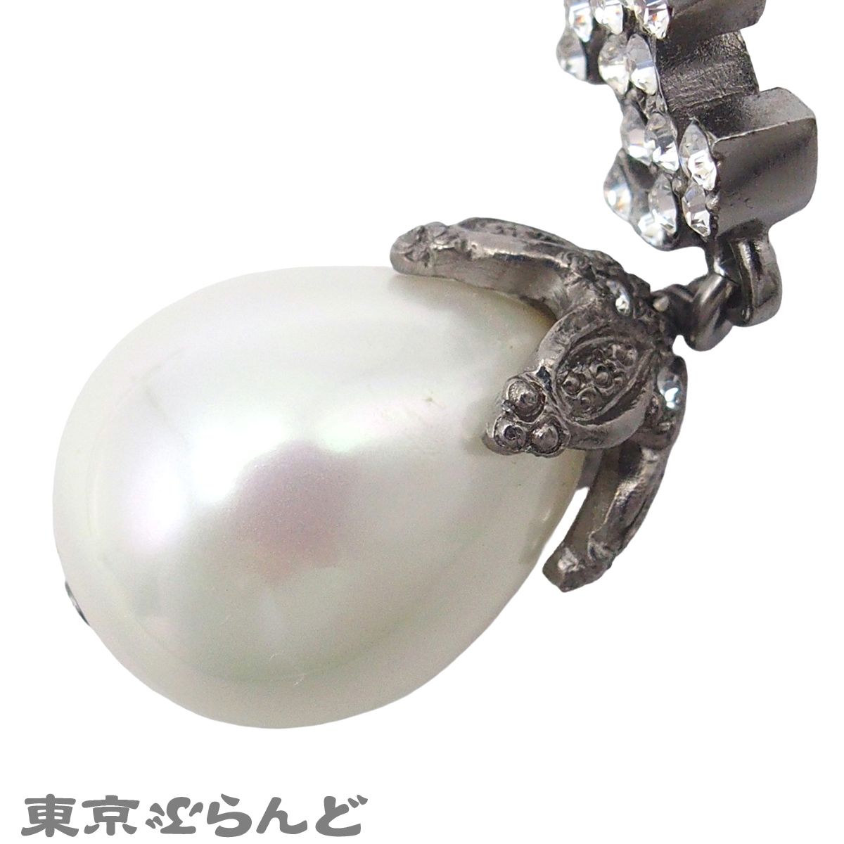 シャネル　ラインストーン　パール　ピアス　シルバー シャネル CHANEL ピアス スイング ココマーク シルバー メタル