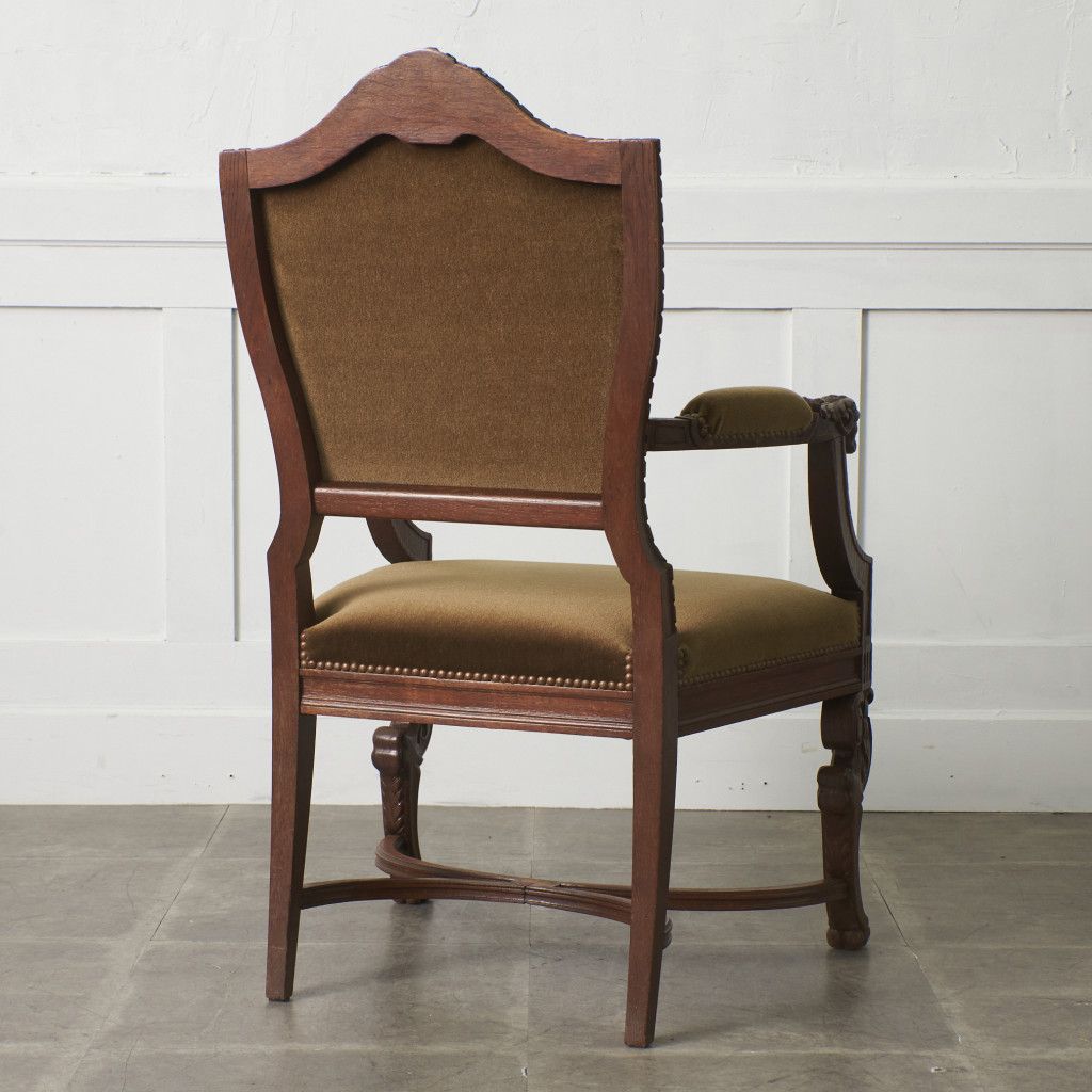 アンティーク木製アームチェア 西洋 アンティーク アームチェア 木彫刻 ダイニングチェア 木製 オーク