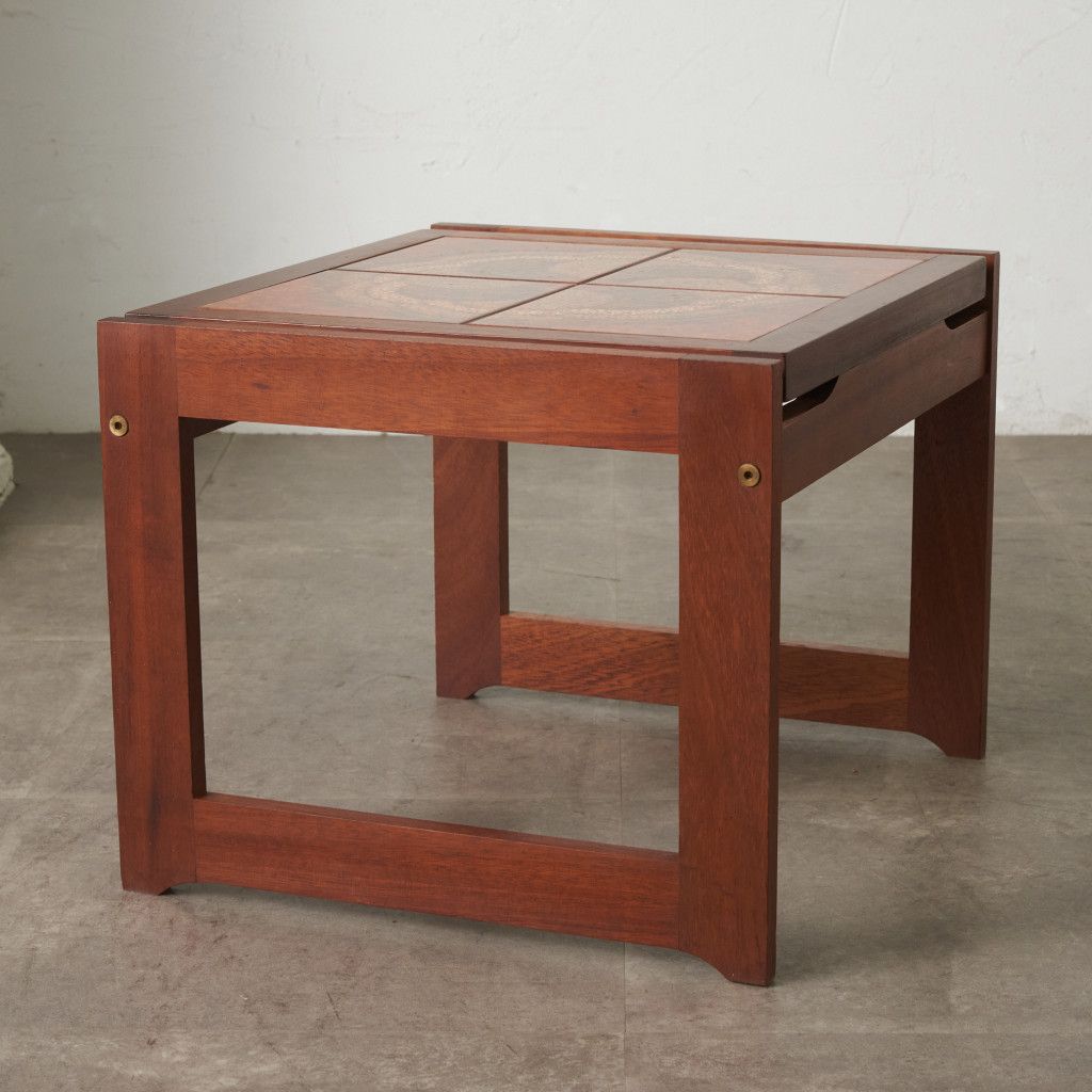 英国 ヴィンテージ タイルトップ コーヒーテーブル 木製 ミッド