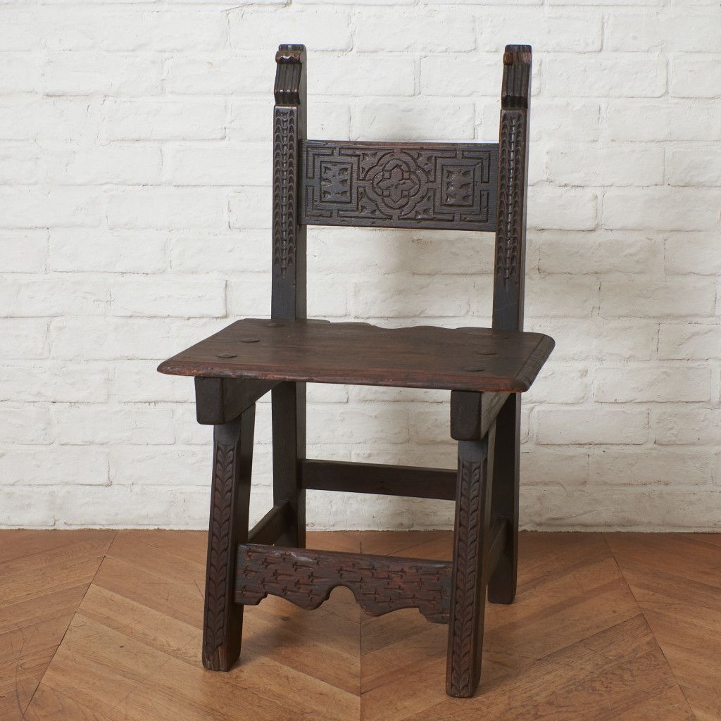 スパニッシュ カントリー スタイル チェア 木彫刻 ダイニングチェア