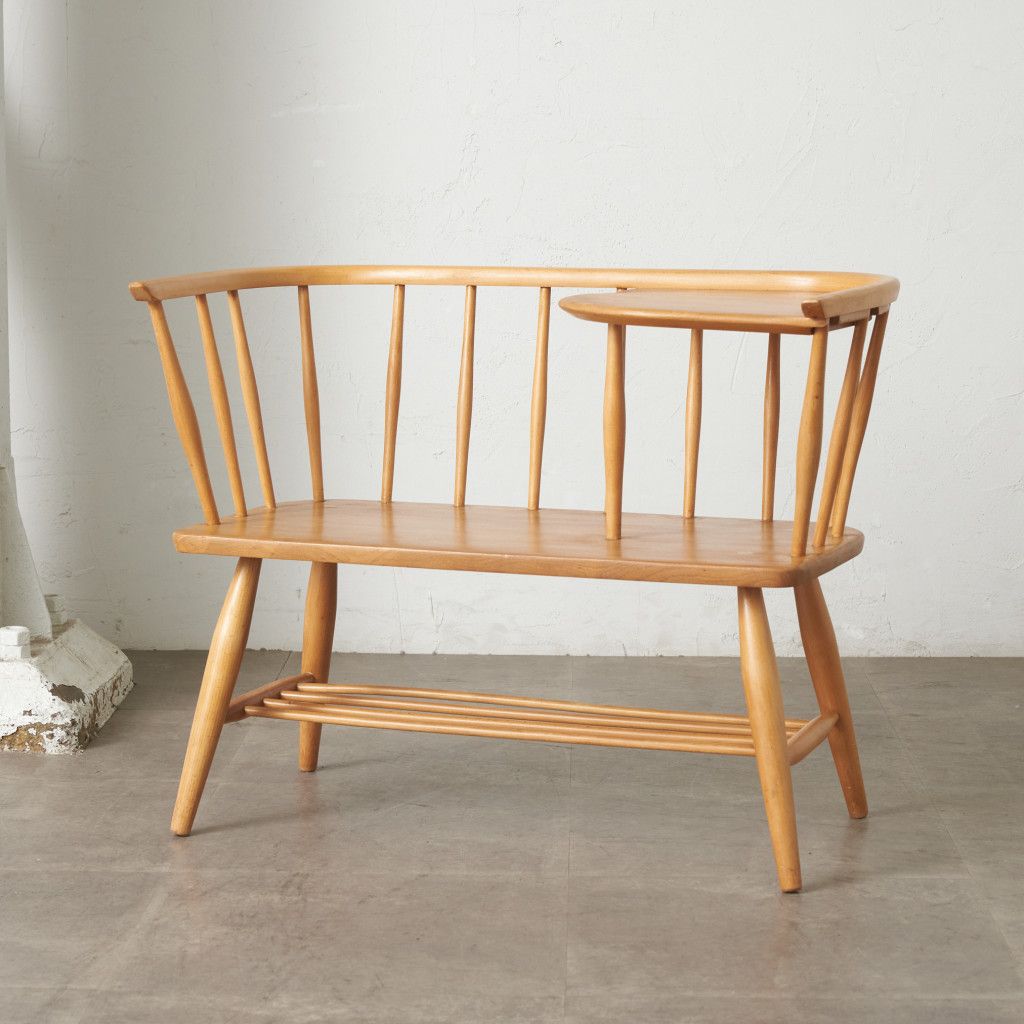 レア Ercol テレフォンベンチ 英国 ヴィンテージ ウィンザー エルム