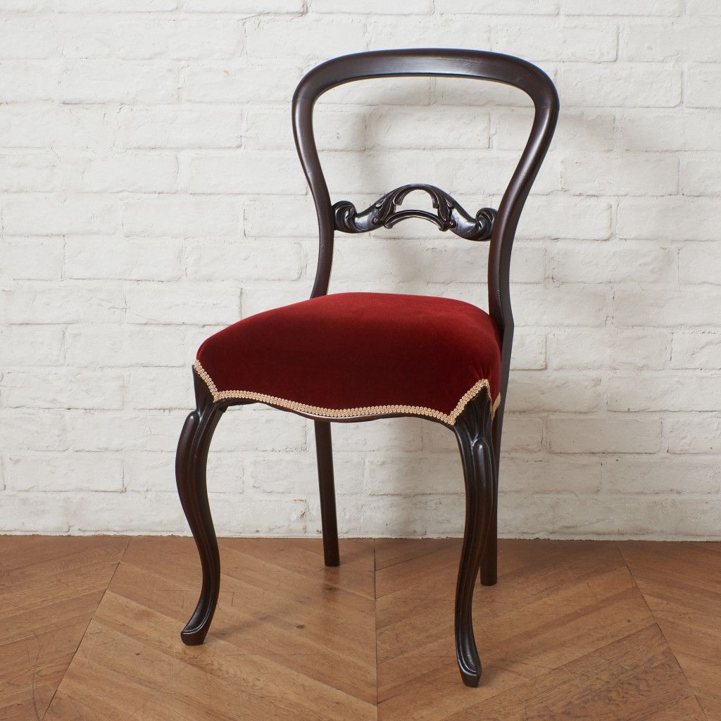 英国アンティーク木製バルーンバックダイニングチェア/サロンイス(90
