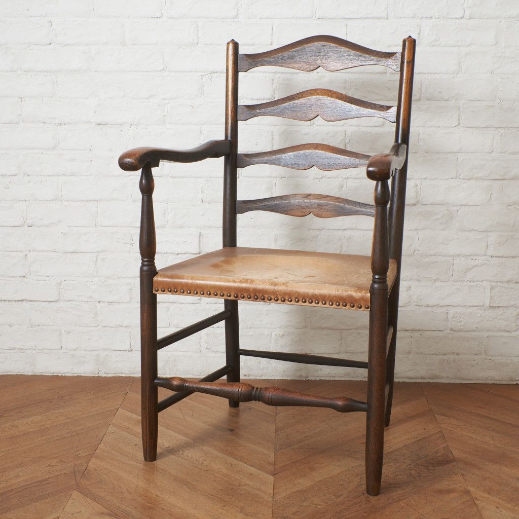 飛騨産業 キツツキ PROVINCIAL ラダーバック アームチェア 本革 オーク