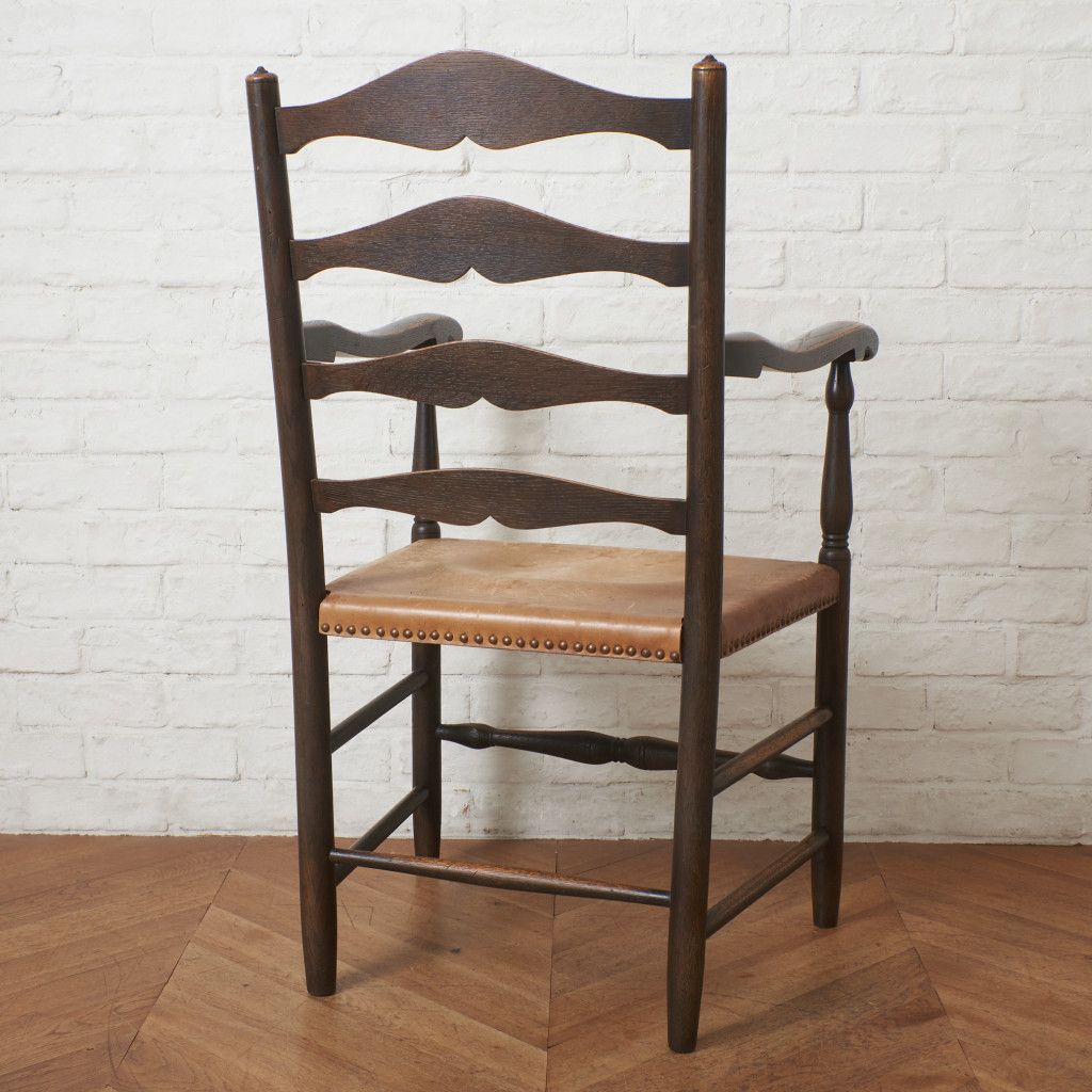 飛騨産業 キツツキ PROVINCIAL ラダーバック アームチェア 本革 オーク