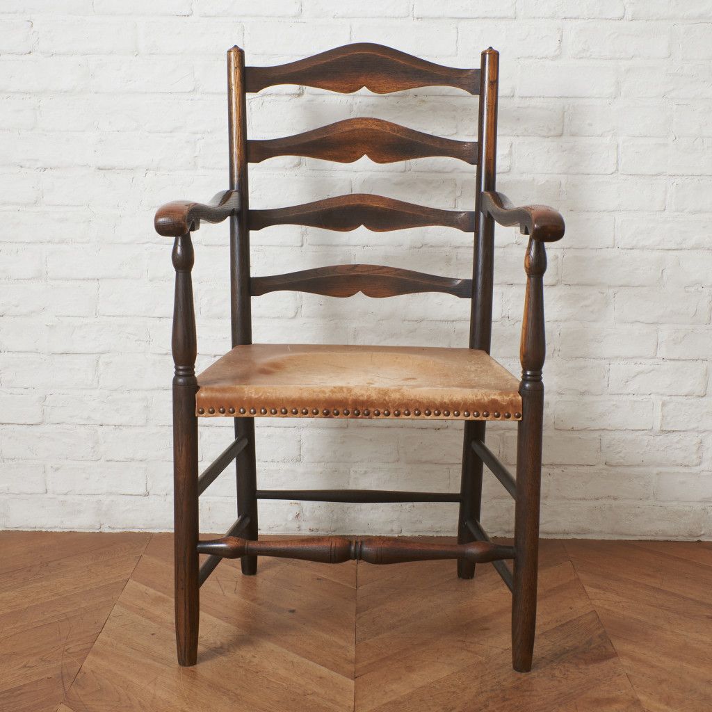 飛騨産業 キツツキ PROVINCIAL ラダーバック アームチェア 本革 オーク