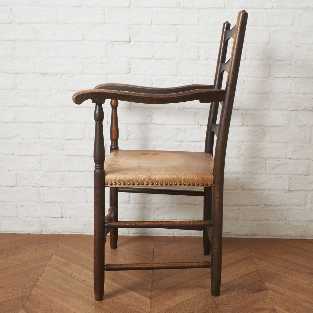 飛騨産業 キツツキ PROVINCIAL ラダーバック アームチェア 本革 オーク