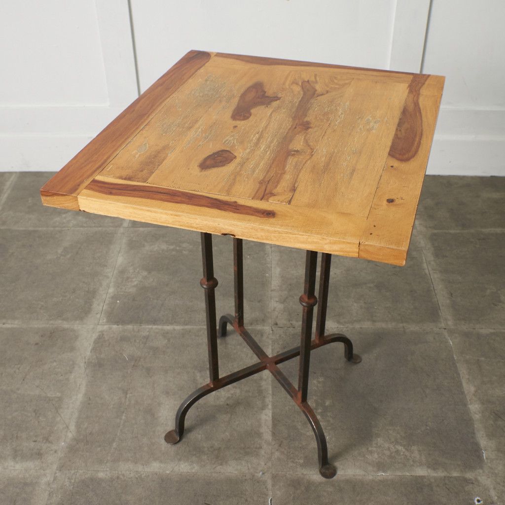 アジアン ヴィンテージ スタイル カフェテーブル 無垢材 アイアン 鉄脚