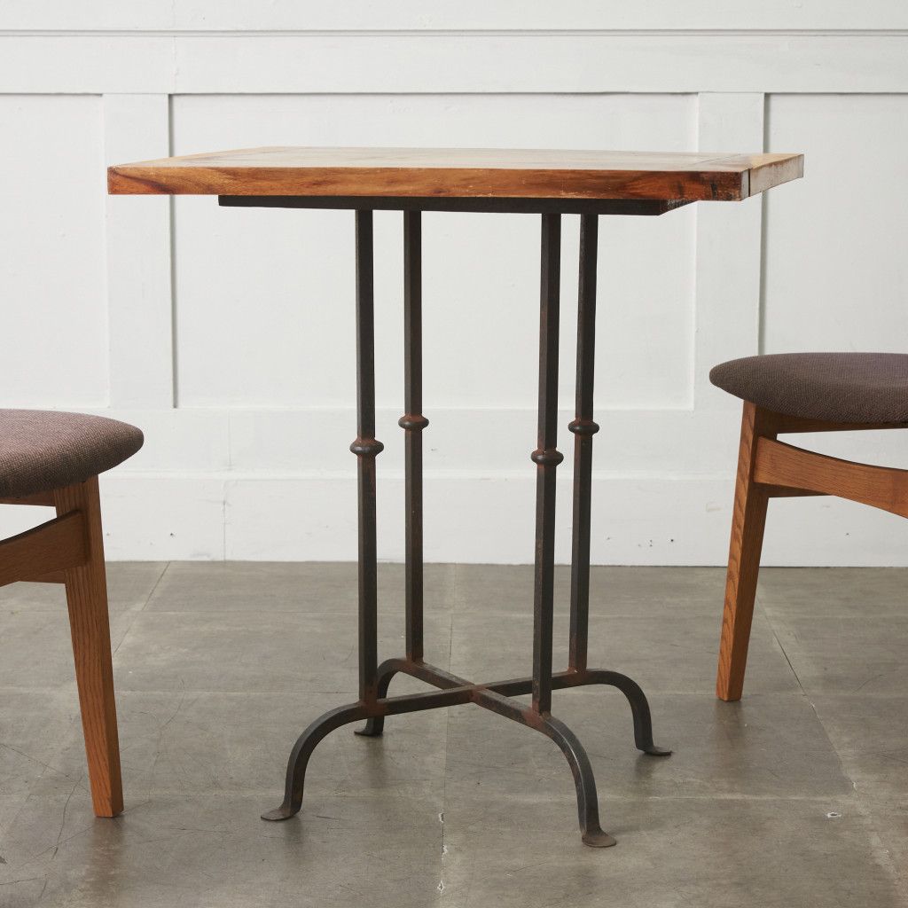 アジアン ヴィンテージ スタイル カフェテーブル 無垢材 アイアン 鉄脚