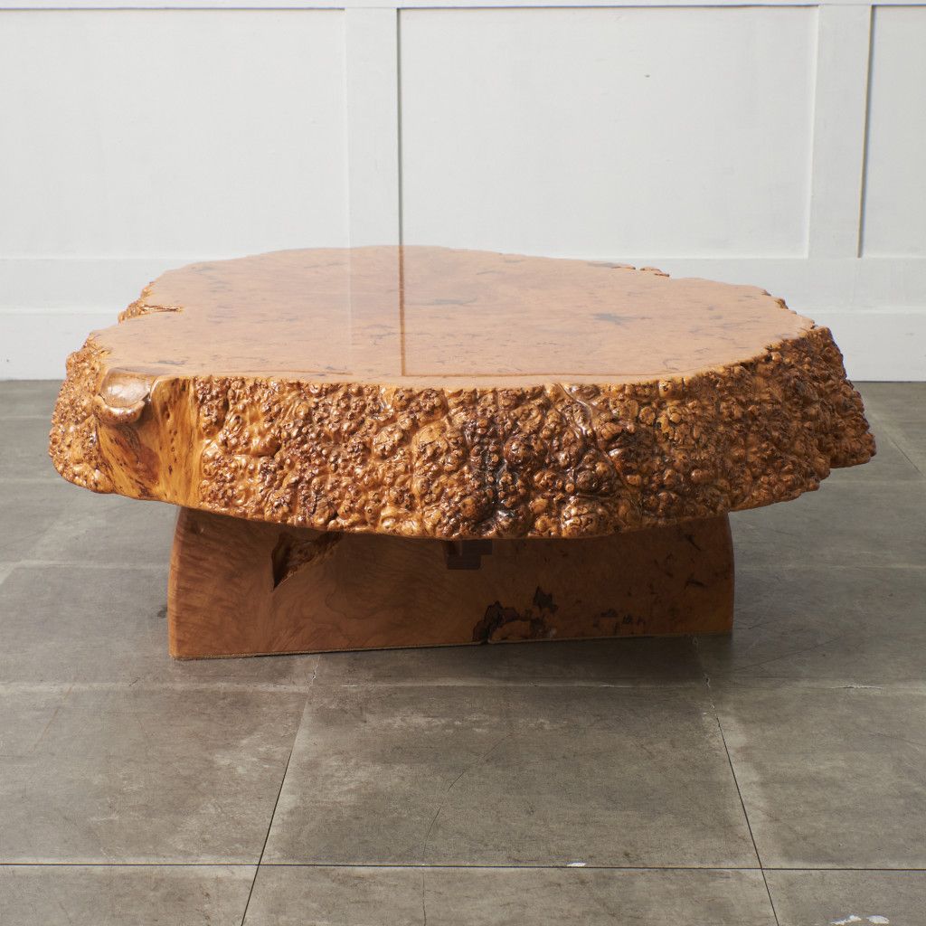 極厚大径 葡萄杢 一枚板 座卓 W1280xD1015 無垢材 玉杢 銘木 ロー