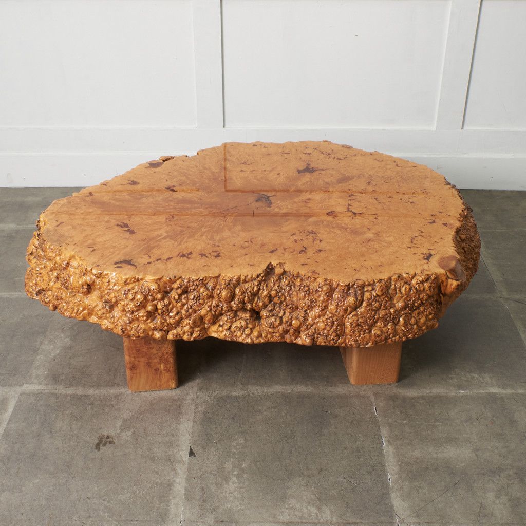 極厚大径 葡萄杢 一枚板 座卓 W1280xD1015 無垢材 玉杢 銘木 ロー