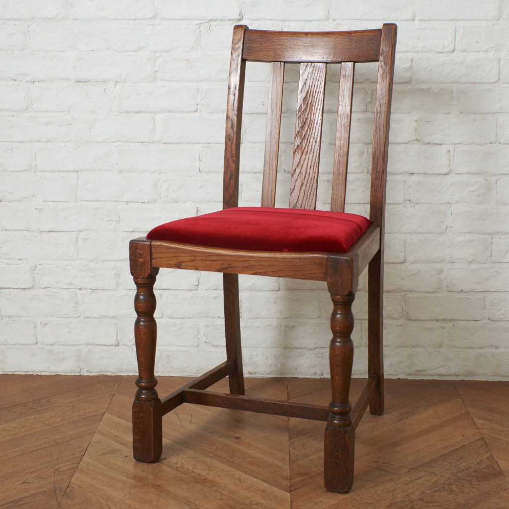 英国 アンティーク レプリカ ダイニング チェア ② 椅子 イギリス 木製 張替済 英国 アンティーク ダイニングチェア 木彫刻 オーク 無垢材