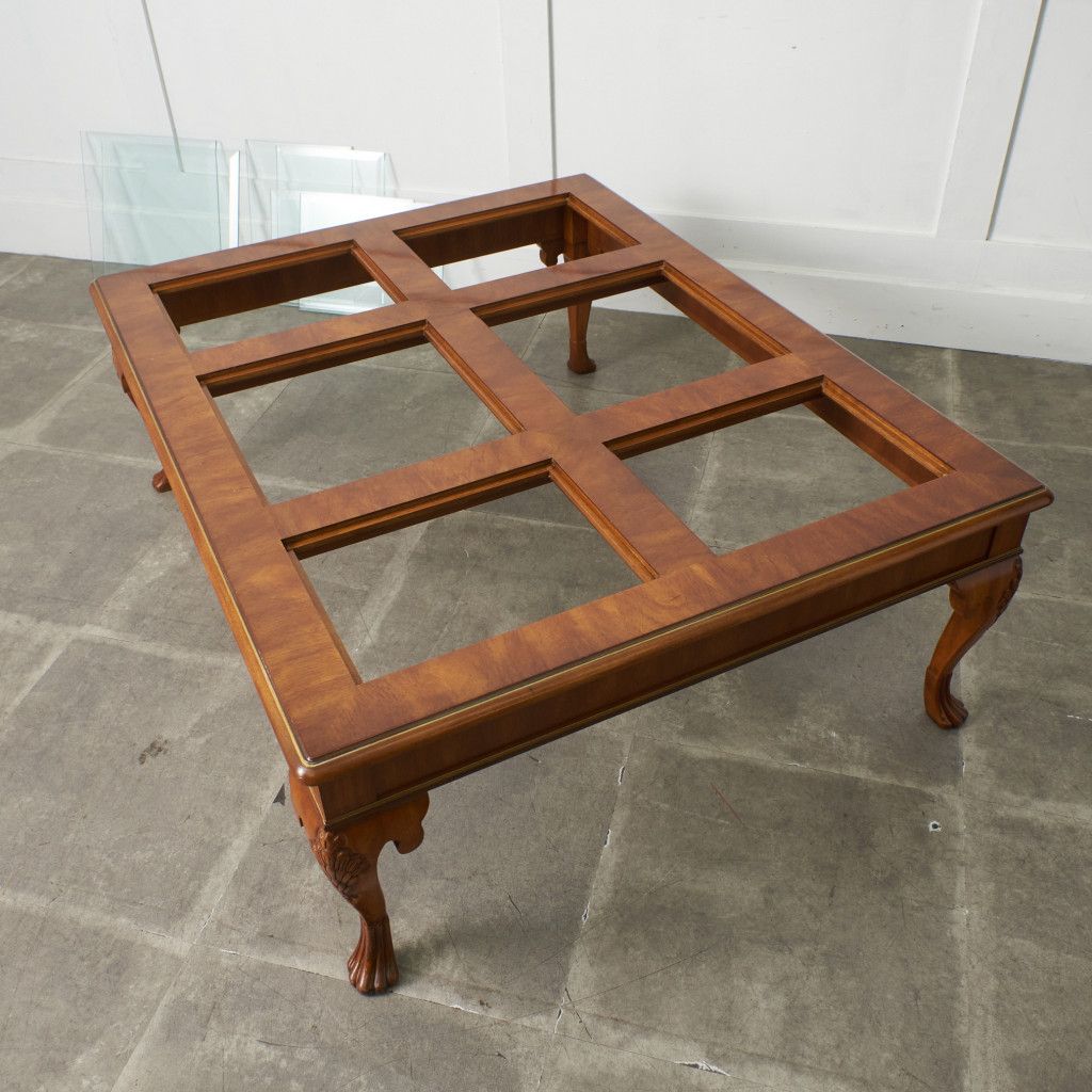 DREXEL HERITAGE センターテーブル ガラストップ 木彫刻 猫脚 コーヒー