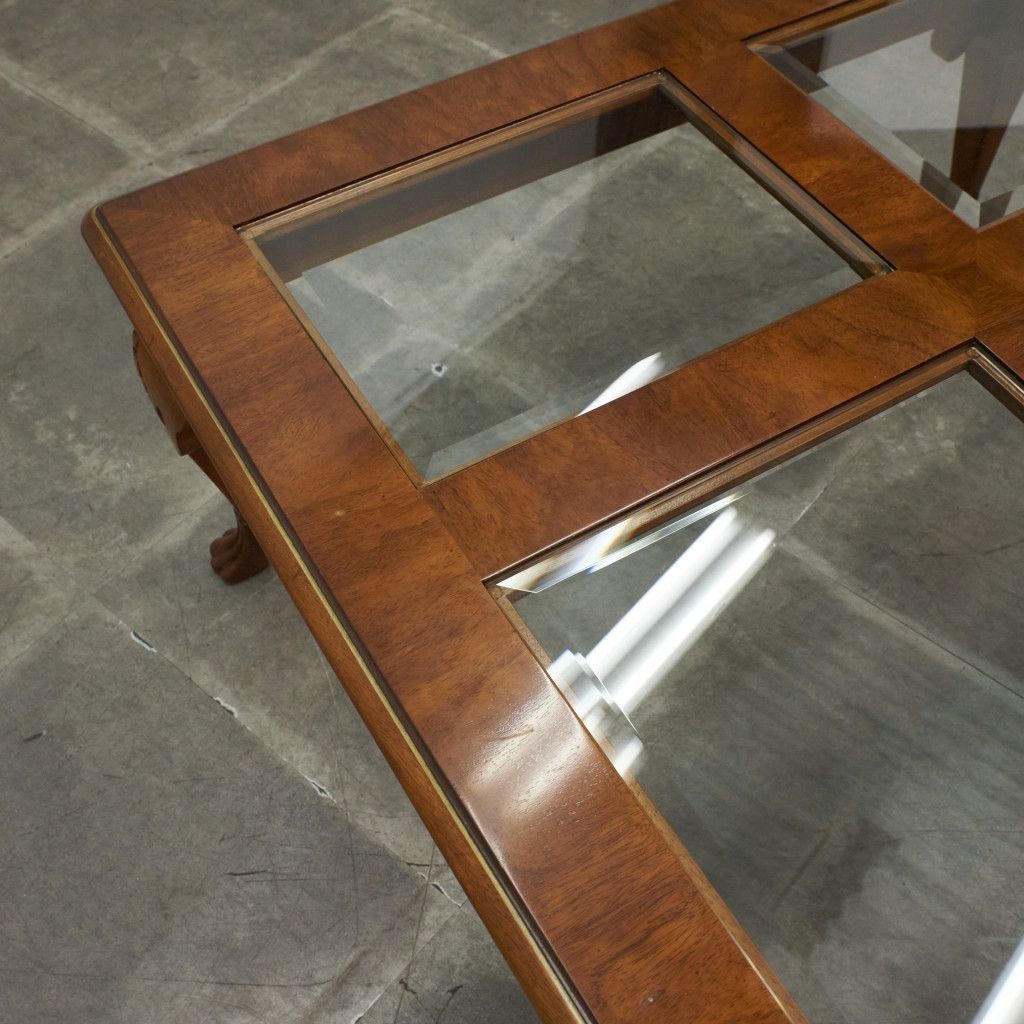 DREXEL HERITAGE センターテーブル ガラストップ 木彫刻 猫脚 コーヒー